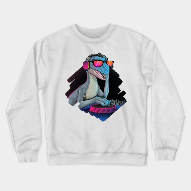 Prehistoric Beats: DJ Dino in the Mix Crewneck Sweatshirt by GoshWow 